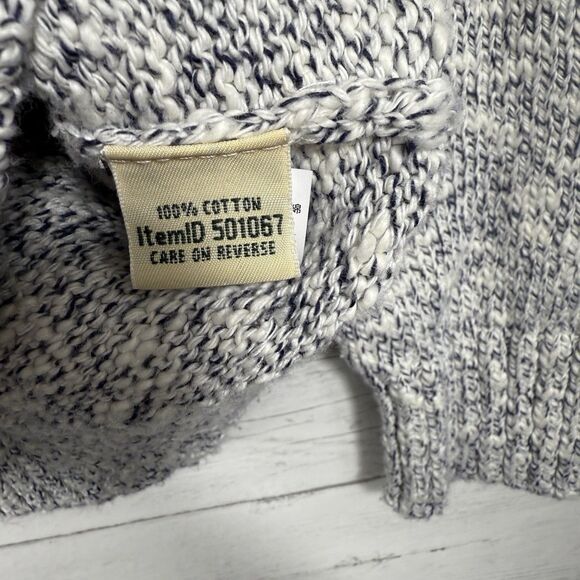 LL bean Women’s marled Gray Two Tone 100% Cotton Sweater Size Large - Picture 4 of 7